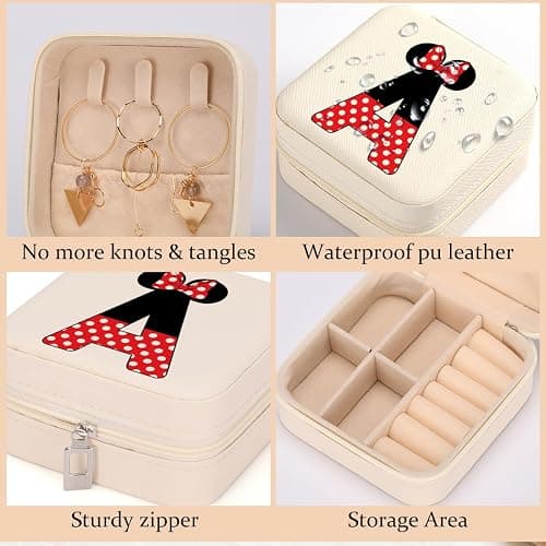 LONGXIN Cute Cartoon Mouse Gifts, Initial Travel Jewelry Case Small Jewelry Box Organizer, Personalized Gifts for Women Teen Girls, Magic Mouse Stuff, Birthday Christmas Gift Ideas, Letter A thumbnail 5
