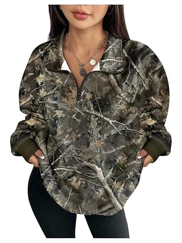 SOLY HUX Women's Camo Sweatshirts 1/4 Zip Pullover Shirts Long Sleeve Fall Tops Streetwear - Image 1