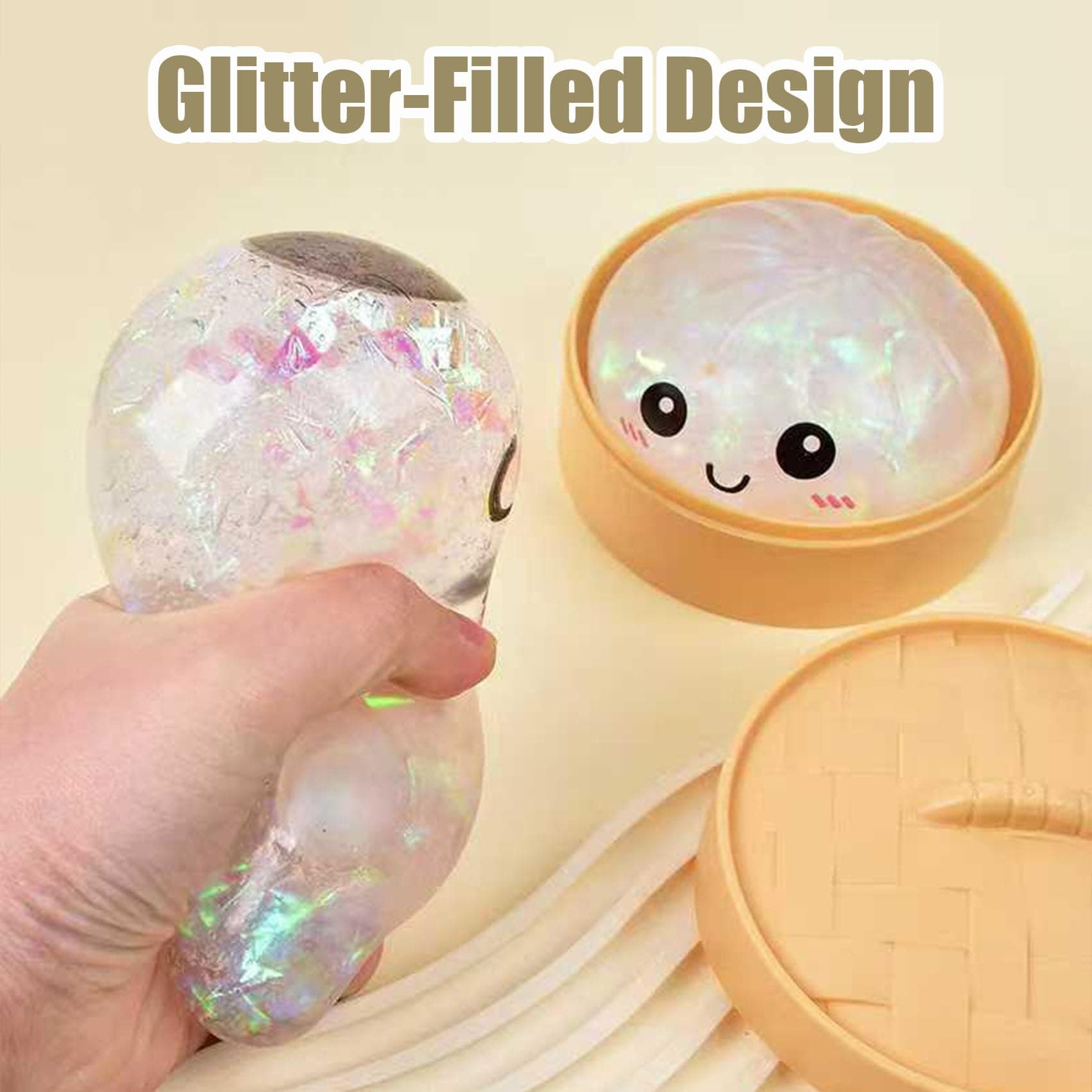 Glitter Dumpling, Glitter Dumpling Squishy Box, Dumpling Squishy Glitter, Anxiety Relief Fidget (2pcsA) thumbnail 3