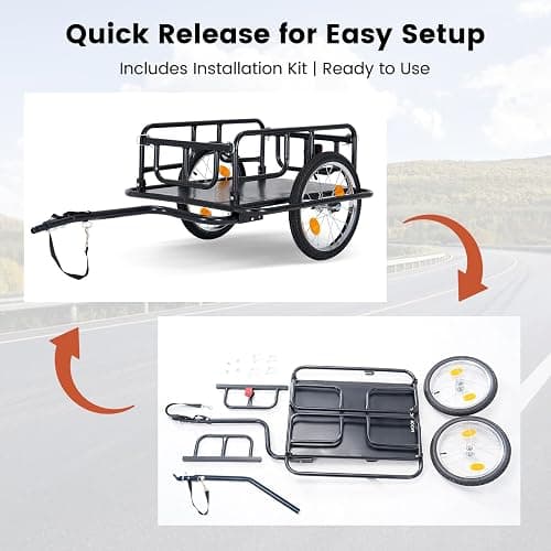 MOONCOOL Bike Cargo Trailer, Universal Hitch, Foldable Utility Wagon Cart | Heavy Duty Bike Trailer for Bicycle & Tricycle, 176 lbs Capacity, 16" x 1.75" All-Terrain Wheels, Compact Storage thumbnail 7