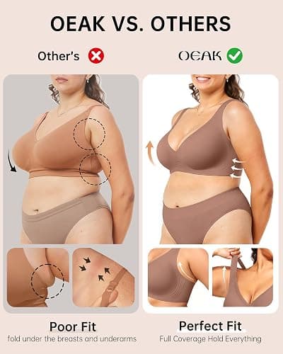 OEAK Womens Deep V Bras Wireless Comfortable Bra Supportive No Underwire Bras Tshirt Push Up Bralettes Plunge Seamless Bra thumbnail 4
