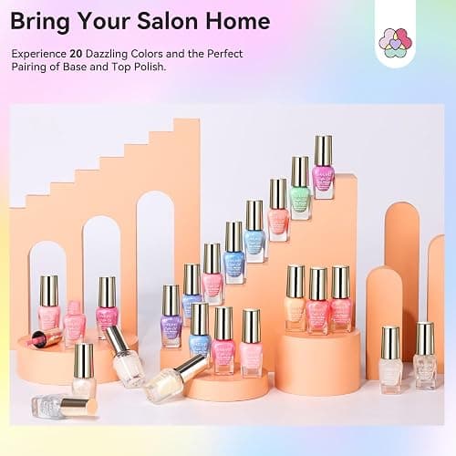 SAVILAND Color Artistry Nail Polish Set: 20+3 5ml Quick Dry Pastel Regular Nail Polish Kit Spring Summer Fingernail Polish Bulk with Base Glossy & Matte Top Polish Coat Nail Art Women Gift thumbnail 7