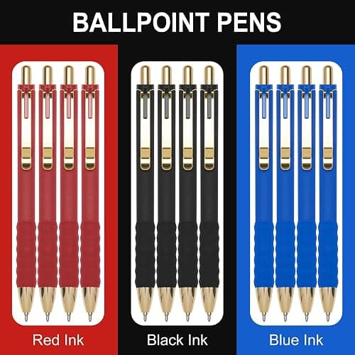 Linbsunne Ballpoint Pens Medium Point 1mm Pen with Super Soft Grip Ball Point Pen for Men Women Retractable Pens (Blue Ink+Black Ink+Red Ink) thumbnail 3