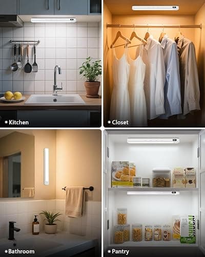 WILLED Under Cabinet & Closet Lights, Motion Sensor, Rechargeable, Magnetic, 3 Color Temps, Dimmable LED Light Bar for Indoor Kitchen Counter (2 Pack, White) thumbnail 7