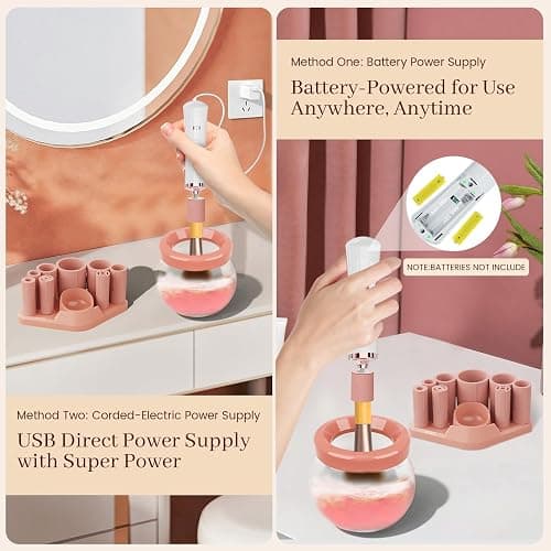 RICRIS Electric Makeup Brush Cleaner and Dryer Machine - Super Fast Clean and Dry Make Up Brushes - Automatic Cosmetic Brush Spinner Washer Tools thumbnail 5