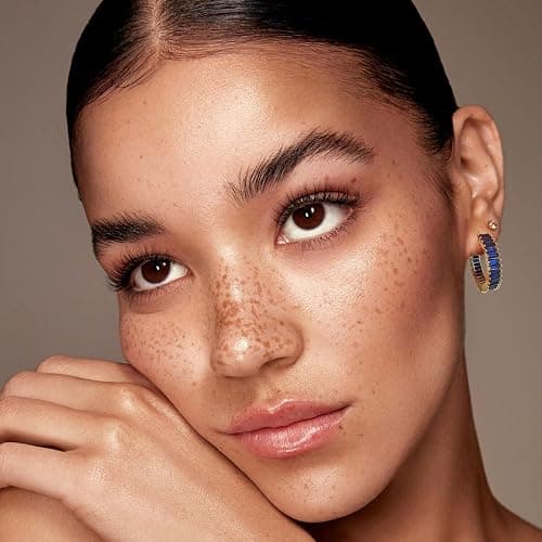 GLOQUAT Trendy 14K Gold Plated Hoop Earrings for Women, Chunky Gold/Silver Earrings for Women Cubic Zirconia Baguette Hoop Earrings Heart Hoops Lightweight Hypoallergenic Jewelry,25mm/35mm/40mm/50mm thumbnail 7