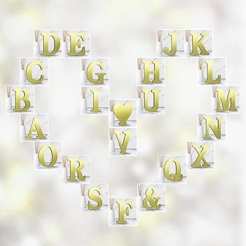 AOCEAN 6 Inch Golden Wood Letters Unfinished Wooden Letters for Wall Decor Decorative Standing Letters Slices Sign Board for Crafts Christmas Decoration Home Party Projects (L) thumbnail 7