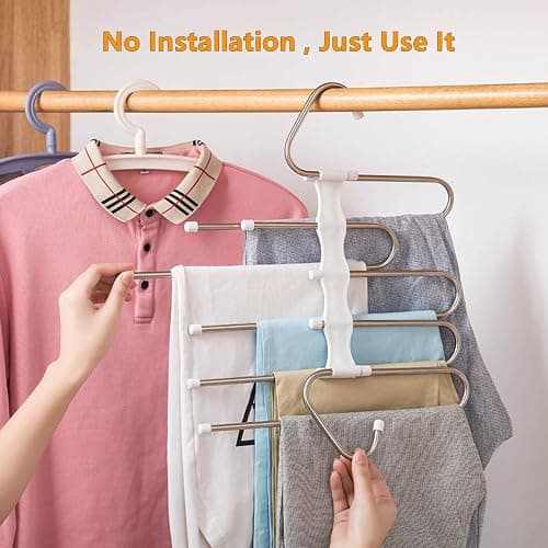 Kalimdor Pants Hangers 2 Pack Space Saving Metal Closet Organizer,Clothes Pants Hangers,Anti-Slip Design,Closet Organizers and Storage for Pants Jeans Skirts Scarf Legging thumbnail 5