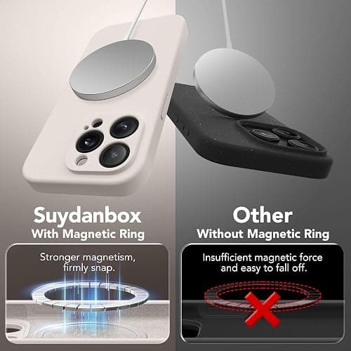 SuydanBox Magnetic for iPhone 14 Pro Max Case, Compatible with MagSafe, [Full Camera Protection][Screen Protector] Silicone Shockproof Protective Phone Case for iPhone 14 Pro Max 6.7", Stone thumbnail 5