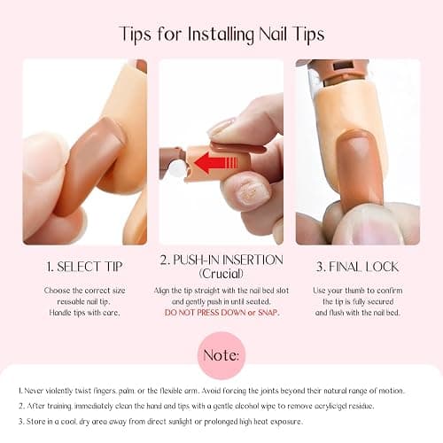 SAVILAND Nail Practice Hand Acrylic Nail Hand practice kit for Beginners | Flexible Moveable Fake Hands, Manicure Training Hand Nail Kit, with 200PCS Nail Tips , Nail Glues, Brush and Clipper thumbnail 7