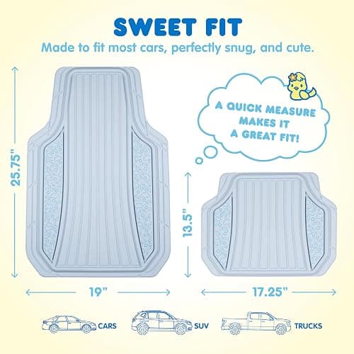 Cinnamoroll Car Mats 4pc Floor Mats for Cars Trucks SUVs Blue Car Floor Mats for Women Men Accessories Rubber Heavy Duty Cute Non-Slip Always Front Rear Hello Kitty Cute Car Accessories Blue thumbnail 3
