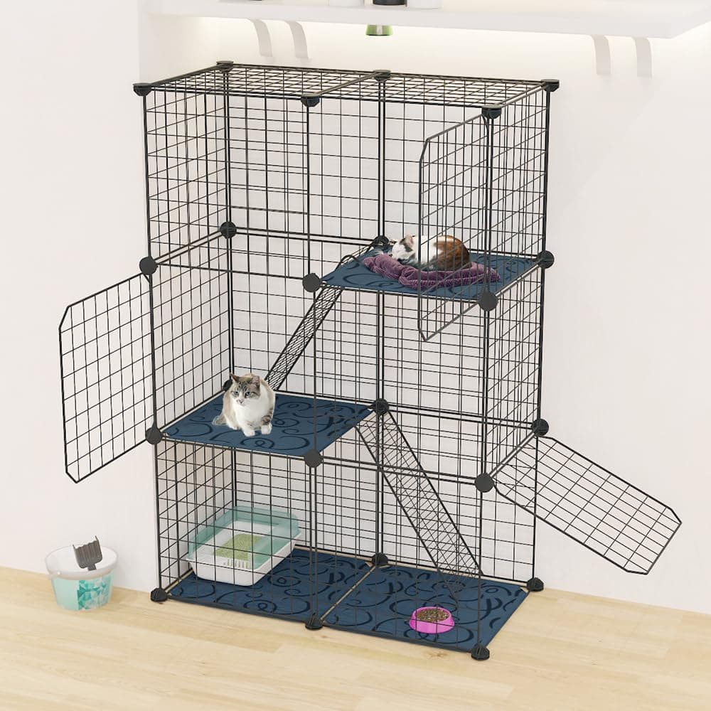 Cat Cage Indoor DIY Pet Playpen Detachable Metal Small Animal Cage Wire Ferret Cage Indoor Cat Kennels for Kitten Puppy Bunny (3 Tier) thumbnail 2