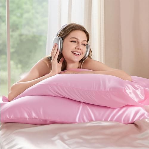 Bedsure Satin Pillowcases Queen Set of 2, Similar to Silk Pillow Cases Pink | Reduces Hair Frizz & Skin Friction, Decorative Covers, Room Decor, Gifts for Women Men, Envelope Closure, Cooling, 20" x 30" thumbnail 9