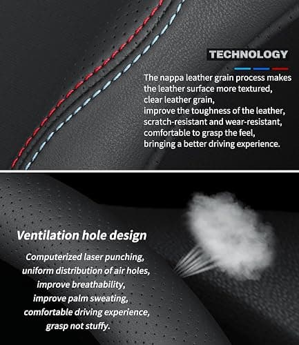 Deer Route Custom-Fit for GMC Steering Wheel Cover, Premium Leather Car Steering Wheel Cover with Logo, Non-Slip, Breathable, for GMC Accessories (A-Style,for GMC) thumbnail 5