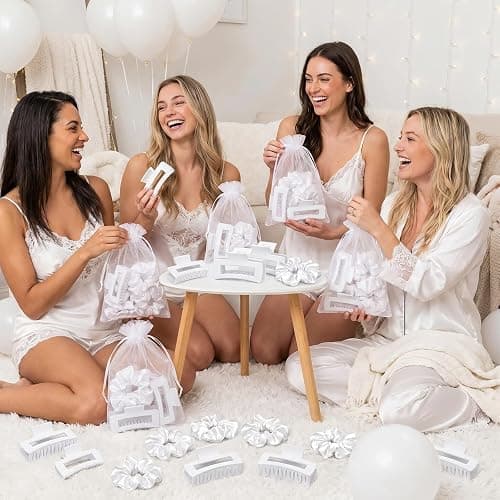 Yuxung 24/48/96/144Pcs White Hair Claw Clips Set Hair Clips Scrunchies Bridesmaid Proposal Gifts Bulk for Women Bachelorette Wedding Party Favors thumbnail 5