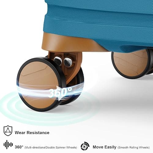 Joyway Carry On Luggage 20 Inch Expandable Suitcase with Spinner Wheel, 4 Piece Hard Shell Luggage Set with TSA Lock(Blue brown) thumbnail 5