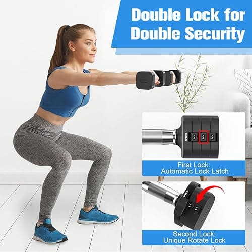 Hezeyferg 22LBS Adjustable Dumbbells Set, Adjustable Weight Dumbbells with 4 Levels 4.4lb, 6.6lb, 8.8lb, 11lb, Hand Weights Sets for Women/Men Home Gym Full Body Workout thumbnail 3