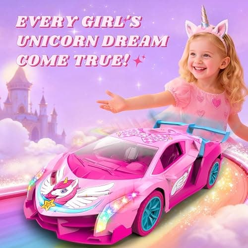 Unicorn RC Car for Girls, Rainbow Glow & Drift Wing Remote Control Car,2.4GHz RC Cars 1:18 Scale,Kids Toys Age 3 4 5 6 7 8 9 10 11 12,Girls Birthday Gifts,Christmas Basket Stuffers for Kids Age 3-12 thumbnail 2
