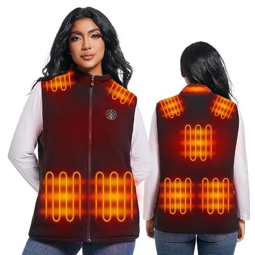 Fleece Heated Vest for Women, 8 Heating Zones, 3 Temperature Levels, USB Rechargeable 10000mAh Battery Pack - Image 1