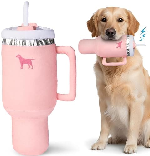 PUPROAR Pup Cup Dog Toy, Cute Birthday Gift for Girl Dogs, Plush Squeaky Puppy Present for Small, Medium & Large Breeds (Pink Peach Dust) - Image 1