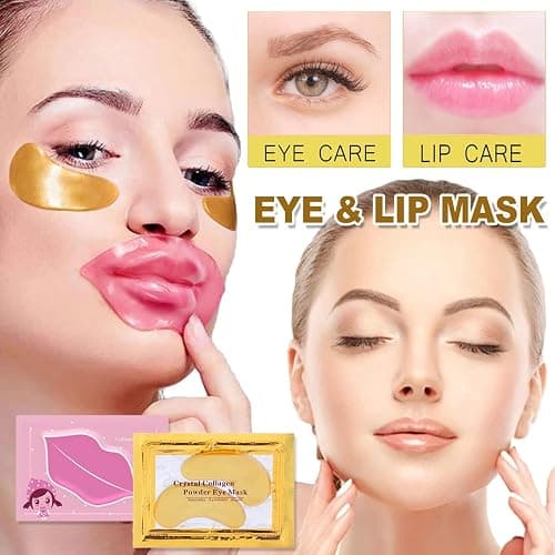 30 Pairs Lip Masks & 24K Gold Eye Masks, Crystal Collagen Eye Patches for Puffy Eyes, Moisturizing & Reduce Wrinkles, Lip Care & Under Eye Mask for Dark Circles and Puffiness thumbnail 2