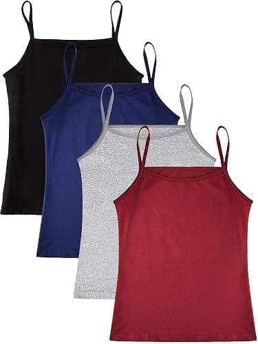 SATINIOR 4 Pieces Girls Dance Tank Top Sleeveless Spaghetti Strap Crop Tank Top for Dancewear - Image 1