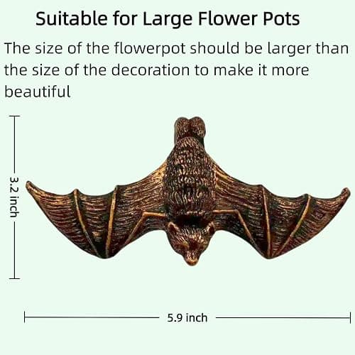 Bnrkmeb Resin Bat Statue, Bat Flower Pot Decoration, Flower Pot Plant Decoration, Fairy Garden Accessories, for Family or Friends, It Can Make Your Flowerpot More Vibrant thumbnail 2