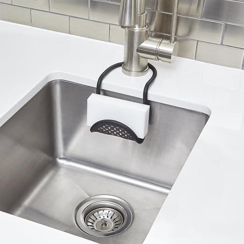 Umbra Sling Kitchen Sink Caddy Sponge Holder, Hangs Over Faucet or Divider, Single, Black thumbnail 3
