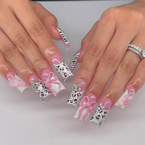 Pizadix 100 pcs 3D Sliver Nail Charms Y2K Cute Nail Charms Set with Kity, Butterfly, Bow, Star, Heart,Cross for Nail Art Decoration Y2K thumbnail 7