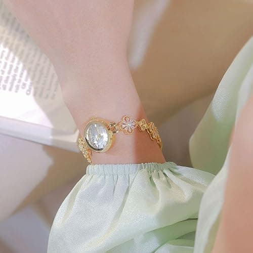 Gosasa Vintage Gold Watch for Women Hollow Four Leaf Chain Bracelet Dainty Small Ladies Dress Quartz Watch Waterproof Luxury Gift thumbnail 4