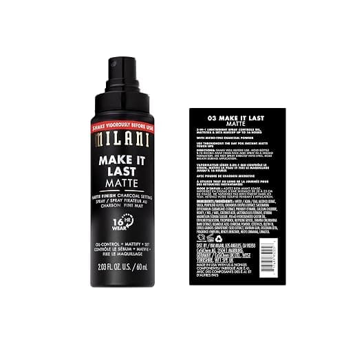 Milani Setting Spray + Primer, Make It Last Original - Natural Finish with Niacinamide for Hydration & Make It Last Matte- Oil Absorbing Charcoal Formula to Control Shine - 2 Pack thumbnail 5