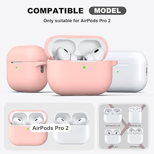 R-fun for AirPods Pro 2/1 Gen (2023/2022/2019) Case Cover with Cleaning kit and Keychain, Soft Silicone case Compatible with Airpods Pro 2 (USB-C/Lightning Cable) - Sand Pink thumbnail 6