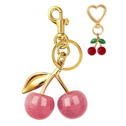 NEGTTE Keychain Cherry Bag Charms - Adorable Key Chains Women Cute for Handbags & Car Keys | Fashion Gift for Women - Image 1