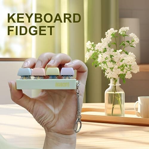 Akascord Keyboard Fidget, Finger Fidget Clicker Keychain Accessories Stress Relief for Adults (Four Colors) thumbnail 3