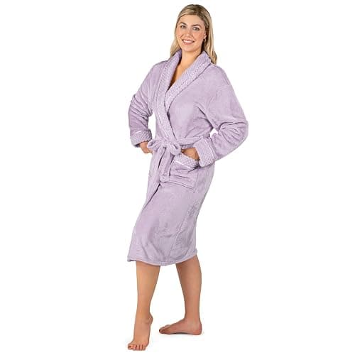 PAVILIA Soft Plush Women Fleece Robe, Cozy Warm Bathrobe, Fuzzy Female Long Spa Robe thumbnail 7