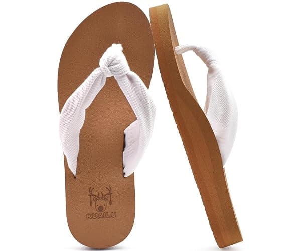 KuaiLu Flip Flops for Women with Arch Support Summer Beach Thong Sandals | Comfortable Yoga Mat Walking Shoes Cushion Slip On Casual Outfits Indoor Outdoor - Image 1