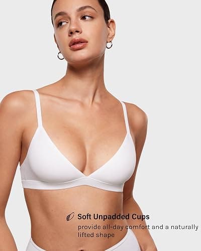 INLYRIC Women's Unlined Triangle Bralette | Ultra-soft, No Padding, Wirefree, Dual-layer, Plunge, Seamless, Pull-on, Adjustable Straps, Sexy, Comfortable thumbnail 2
