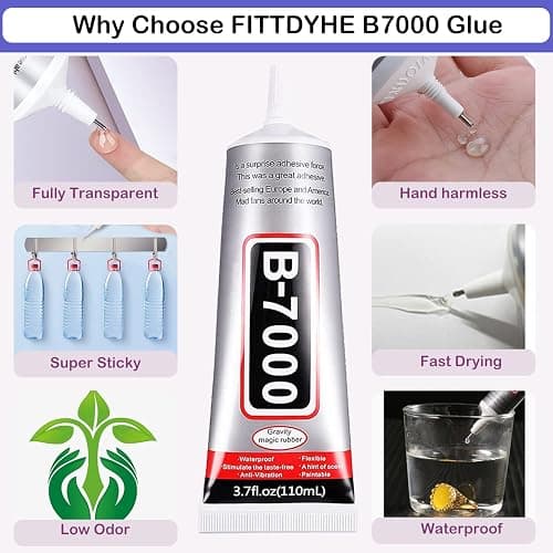 B7000 Adhesive Rhinestones Glue for Crafts, 2PCS 110ml / 3.7 fl oz with 5 Dotting Pen Tool, Wax Pencil and Tweezer, Jewelry Glue for DIY Craft, Makeup, Shoes, Jewelry Making, Nail Art thumbnail 5