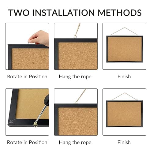 GDMINLO Black Cork Bulletin Board, 17.7 X 13.3 inches with Oak Wood Finish Frame, for Wall Office Home and School (Pins, Eye Bolts, gaskets, Screws) thumbnail 6
