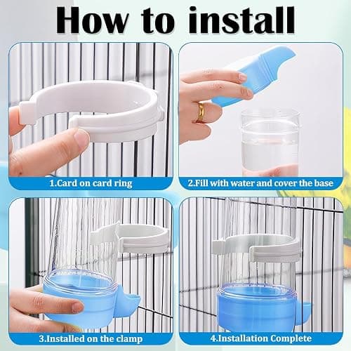4 Pcs Bird Water Feeder, Budgie Water Dispenser, Budgie Water Feeder - 120ml PP Plastic Bird Waterers (2 Blue + 2 Green) for Cage Mounting, Small Parrot & Finch Hydration thumbnail 4