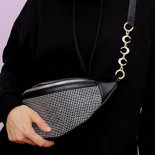 2 Stück Taschenkette Gold mit Perlen und Mond Anhänger, Doppel für Handtasche Geldbörse, Schulterriemen Kette Ersatz Taschengurt Kettenverlängerung, Elegante Perlenkette Tasche Extender Kette thumbnail 4
