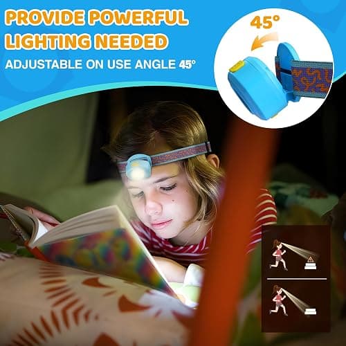 EverBrite LED Headlamp Rechargeable Kids Headlamp with RGB Mode and Adjustable Headband, 3 Modes Multicolor Headlamp for Camping, Reading, Exploring, Halloween, Christmas thumbnail 4