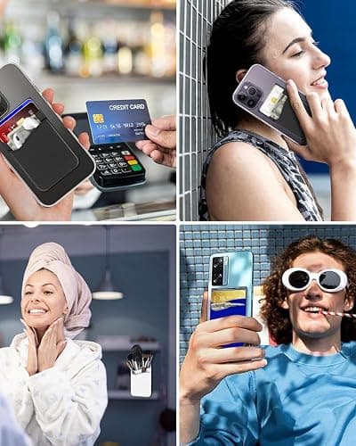 BIAJIYA 5 Pcs Card Holder for Back of Phone Case, ID/Credit Card Pocket Wallet Phone Card Holder, Phone Wallet Stick on Cellphone for iPhone Samsung Galaxy thumbnail 8