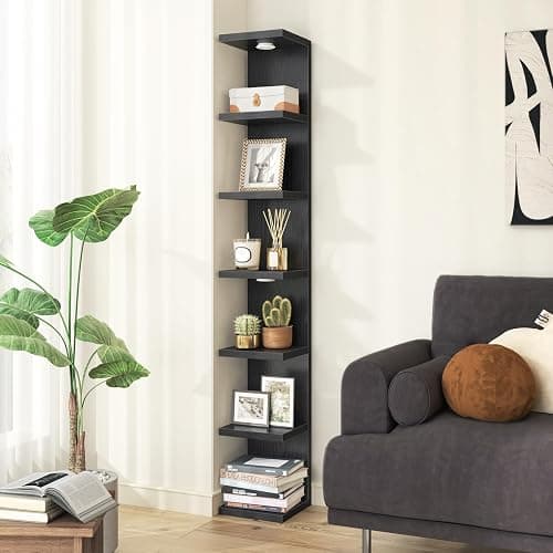 Fixwal 7 Tier Wall Shelves Floating Shelves with LED Lights Black Lack Wall Shelf Unit Vanity Floating Shelf Home Decor Organizer Tall Tower Design Utility Shelf thumbnail 6