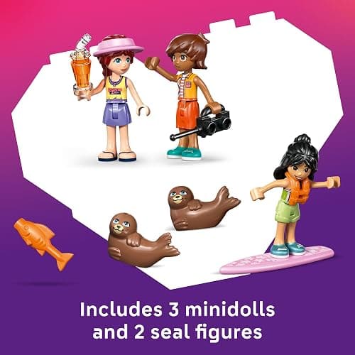 LEGO Friends Beach House with Seals Building Toy for Girls & Boys - Pretend Play Set for Kids, Ages 7+ - W/3 Minidolls, 2 Toy Animals, & Accessories - Gift Idea for Birthdays - 42699 thumbnail 5