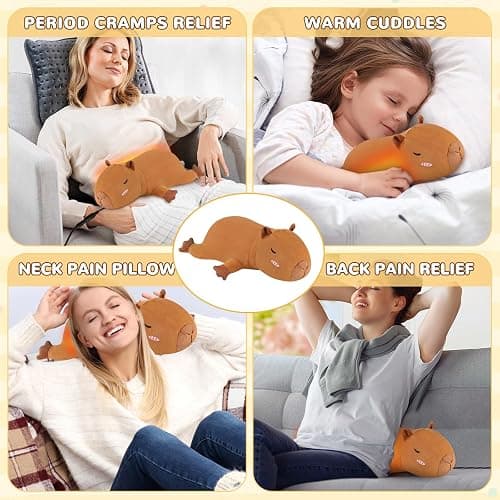 Capybara Heating Pad for Period Cramps Menstrual Pain Relief, Portable Electric Heat Pads USB Powered, Cute Capybara Plush Stuffed Animals Gifts, Funny Gift for Women Teen Girls Birthday Christmas thumbnail 3