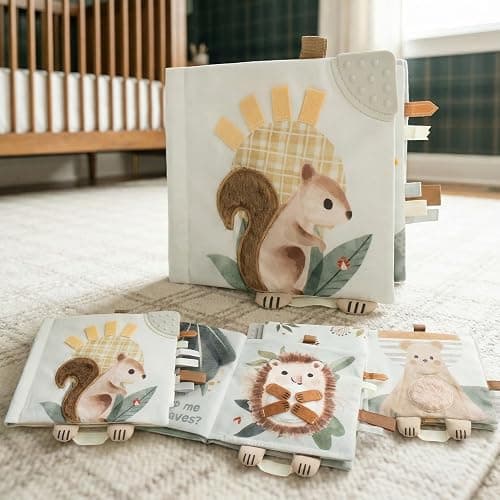 Soft Baby Book with Touch and Feel Pages - Cute Sensory Book for Babies 0-6, 6-12 & 12-18 Months with Mirror & Crinkle Paper - The Perfect Busy Book Toy for Baby Showers Or as a Newborn / Infant Gift thumbnail 8