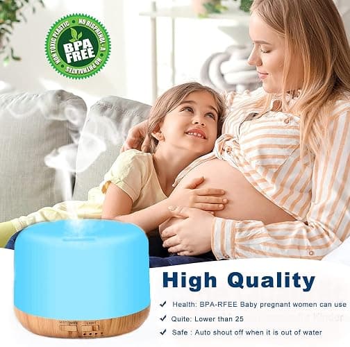 Oil Diffuser Humidifier 300ML,Electric Ultrasonic Air Aroma Diffusers Vaporizer,Scent Mist Defuser with Remote,Auto-Off,7led Color Changing Light for Large Bed Room,Home,Office thumbnail 6