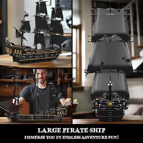 Mould King 13199 Pirates Ship Model Building Blocks Kits, MOC Large Black Pearl Sailboat Model Construction Set to Build, Gift for Age 14+/Adults Collections Enthusiasts (3180+ Pieces) thumbnail 5