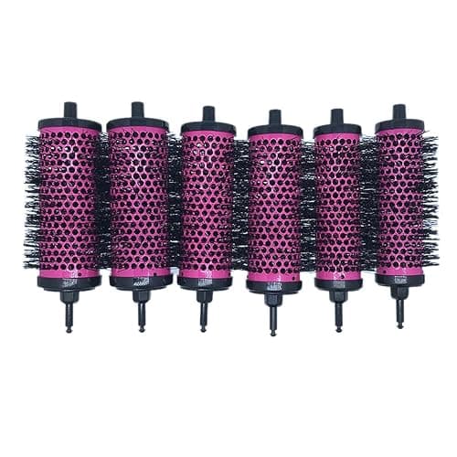6pcs/set Detachable Handle Hair Roller Brush with Positioning Clips Aluminum Ceramic Barrel Curler Comb for Fine, Thick Hair - Pink thumbnail 4